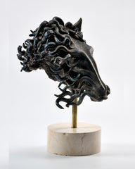 horse head clay sculpture